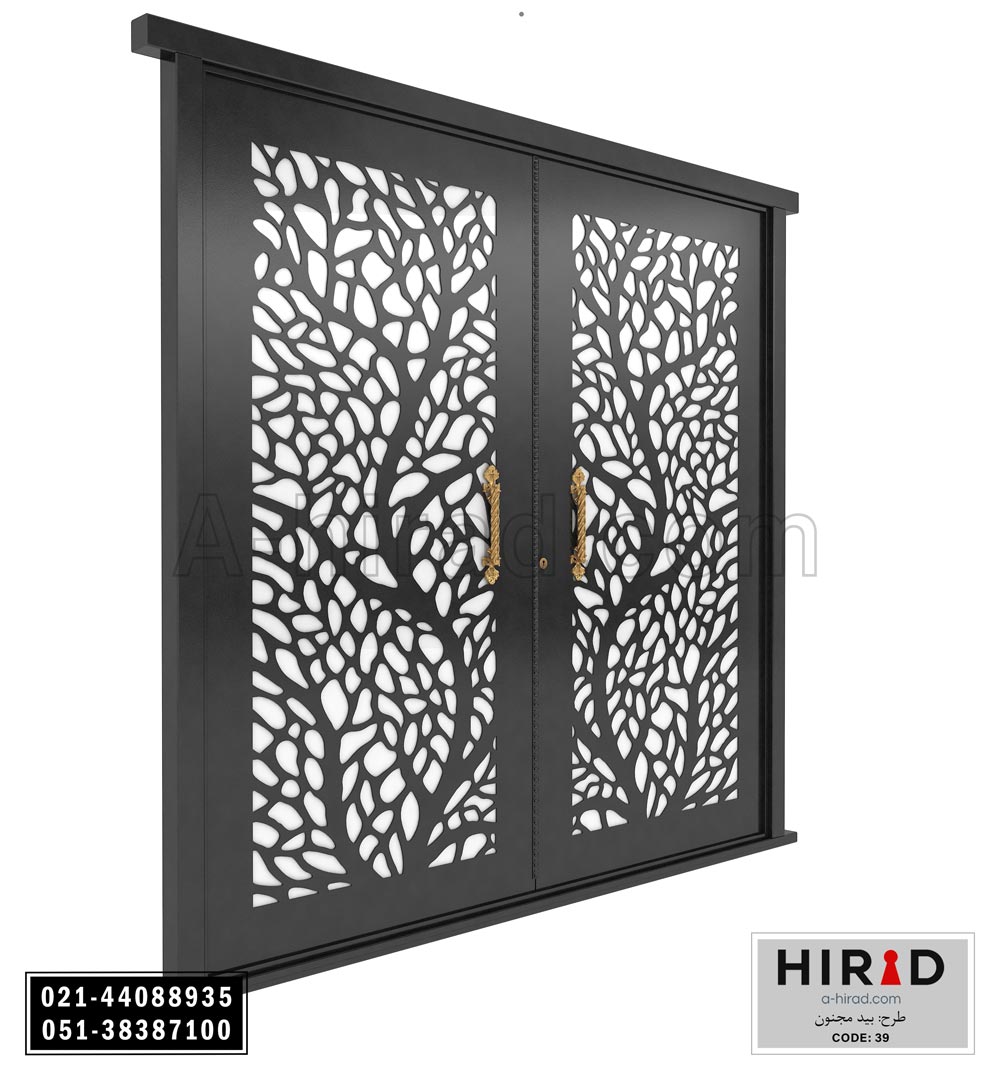 درب فلزی لیزری دولنگه هیراد طرح بید مجنون کد 2039 عرض 265 ارتفاع 223 